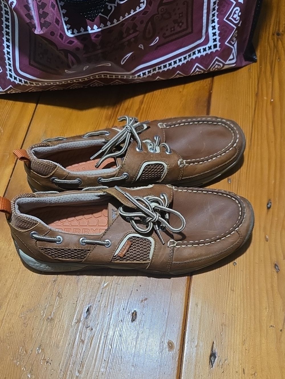 Sperry Brown Leather Mesh-Accent Men's Boat Shoes Sz 11.5